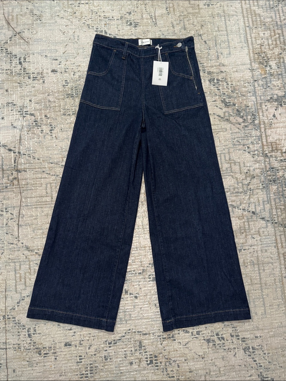 Frame Denim Dark Indigo Wide-Leg Jeans